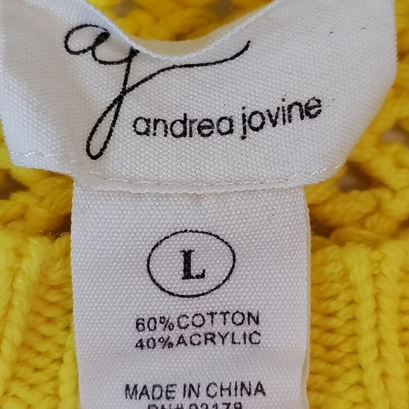 Andrea Jovine Women's LG Yellow Open Knit Sweater - Picture 7 of 8